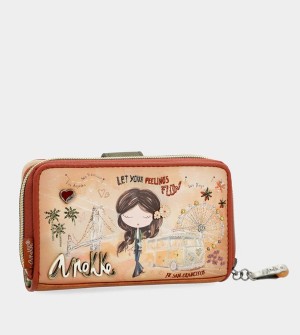 Portfele Anekke Peace & Love Camel Medium Rfid | 8927DUPOW