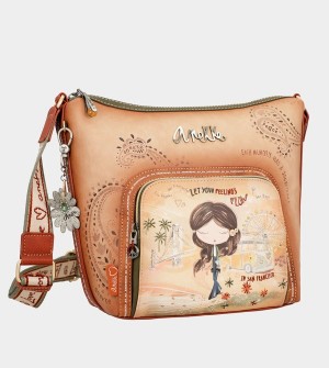 Torba Crossbody Anekke Peace & Love Camel Large | 4612AIHEZ