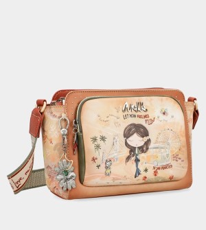 Torba Crossbody Anekke Peace & Love Camel Rectangular | 2185WQKIN