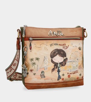 Torba Crossbody Anekke Peace & Love Camel Square | 0436DFOXT