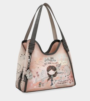 Torby Tote Anekke Peace & Love Pink | 4687YXEQF