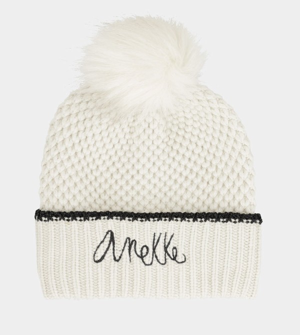 Kapelusz Anekke Beige Knitted Beanie With Pompom | 0523OKDUN