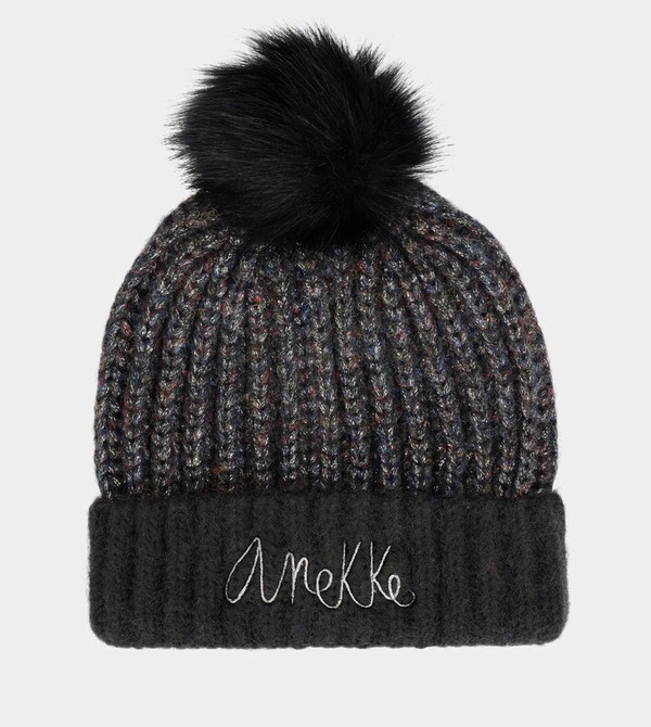 Kapelusz Anekke Black Knitted Beanie With Pompom | 7963EFSYB