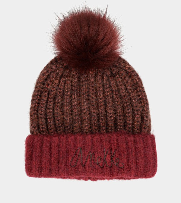 Kapelusz Anekke Burgundy Knitted Beanie With Pompom | 0146EQYCD