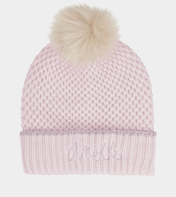 Kapelusz Anekke Knitted Beanie With Pink Pompom | 7506YLZQC