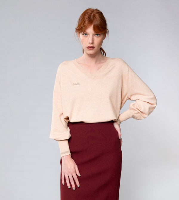 Swetry Anekke Beige Shōen V-neck | 3218JPBEH