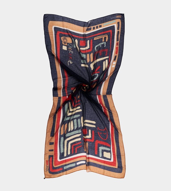 Szalik Anekke Kene Navy Blue Printed | 0645PGBZR