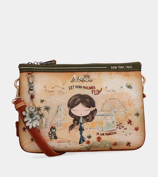 Torba Crossbody Anekke Peace & Love Camel Print | 6328HOIEL
